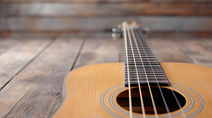 Obraz premium detailed shot of guitar strings and body, showcasing craftsmanship