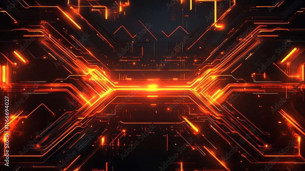 Poster abstract futuristic background with glowing tech elements