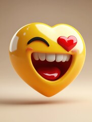 Fototapeta premium smiley face with heart. In love emoji. Png