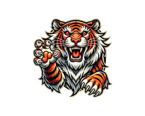 Crazy Tiger mascot logo design vector template. Tiger icon mascot vector illustration.