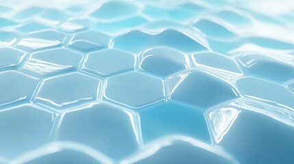 Abstract light blue background with hexagon shapes for a medical technology presentation