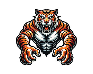 Crazy Tiger mascot logo design vector template. Tiger icon mascot vector illustration.