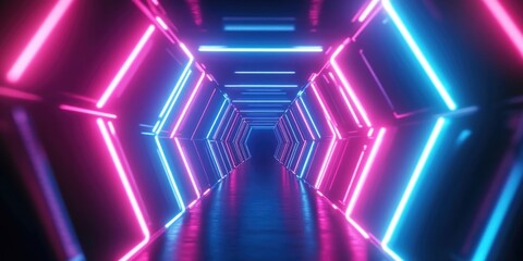 Neon lit corridor