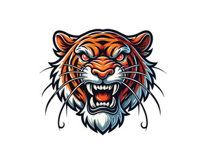 Crazy Tiger mascot logo design vector template. Tiger icon mascot vector illustration.