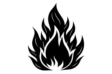 flame and fire black icon silhouette vector, Fire flame icon 