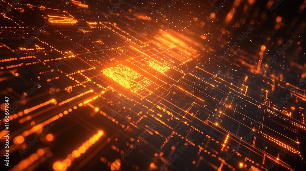 Poster abstract technology background with flowing lines and light effects