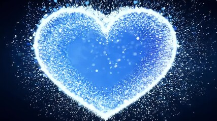 sapphire blue glitter explosion forms art shaped frame symbolizing love elegance Valentine's Day romantic video designs - Powered by Adobe