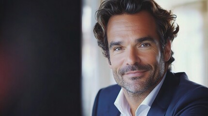 Business Professional Smiling in Modern Office Environment