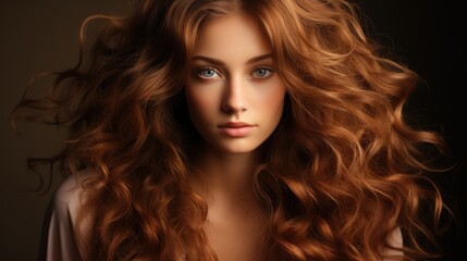 Naklejka premium Stunning Portrait of a Woman with Long, Curly Red Hair