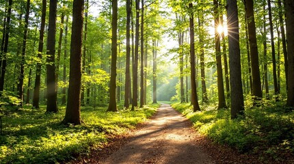 Obraz premium Forest Trail Sunlight Mind Body Relaxation