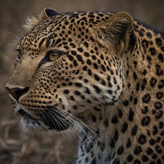 Obraz premium Focus on the unique patterns of a leopard’s fur.