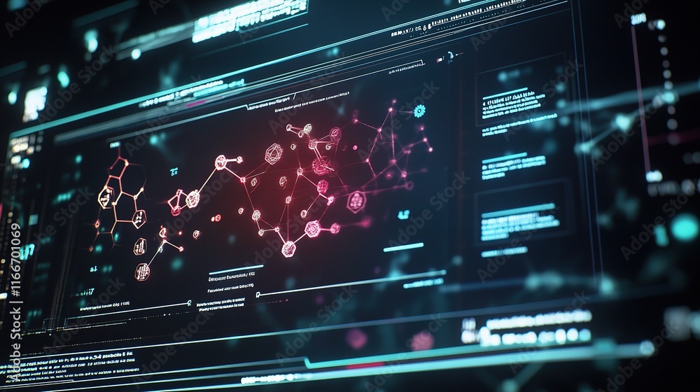 Poster futuristic virtual interface for medical data visualization