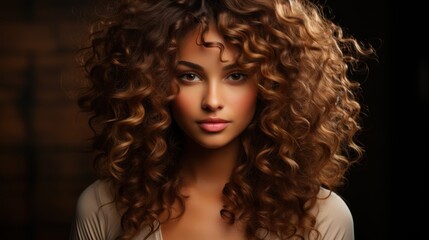 Fototapeta premium Portrait of a Woman with Stunning Curly Hair