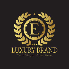 Luxury Laurel Wreath Letter E Logo Design

