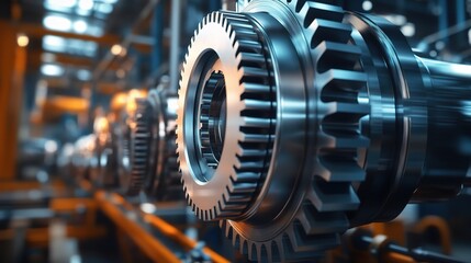 Fototapeta premium Industrial Gears in Synchrony within a Rotating System