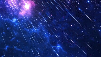 A cosmic scene depicting stars and streaks of light in space.