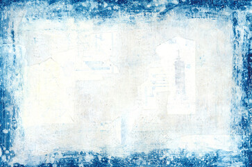 青い絵の具のフレーム（横）