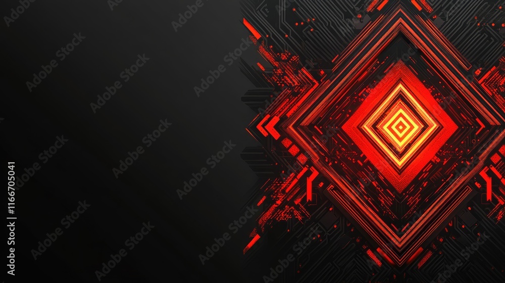 Poster a dynamic ai chip with glowing circuits and radiating trend arrows on a minimalist dark gradient.