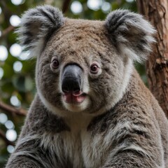 Fototapeta premium Focus on a koala’s sleepy expression.