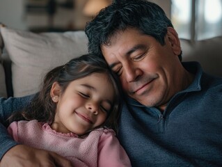 Fototapeta premium Man and child relaxing together