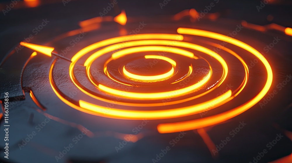 Poster a glowing target with concentric arrows, symbolizing precise business strategies and goals.
