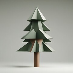 Fototapeta premium Geometric Elegance: A Minimalist 3D Pine Tree