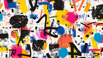 Naklejka premium Colorful abstract design featuring vibrant splashes and bold shapes, creating dynamic and energetic visual experience. Perfect for modern art enthusiasts
