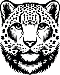 Snow Leopard vector black silhouette cricut design for T-shirt