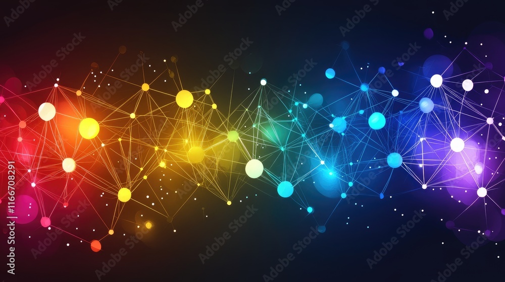 Poster glowing futuristic graph overlays merging with ai-inspired network designs in a sleek, dark space.