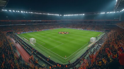 Night soccer stadium, full crowd. (1)