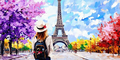 young female tourist in paris