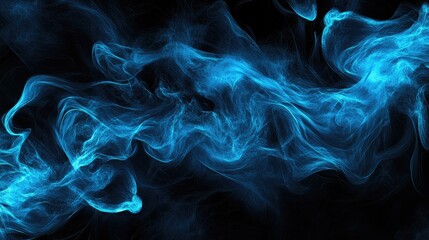 Obraz premium Pulsating neon blue data streams forming glowing AI trends and innovation symbols in an abstract dark space.