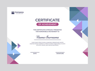 Colorful mosaic certificate template vector design
