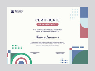 Colorful mosaic certificate template vector design