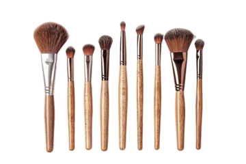 Artistic makeup brush set with a unique design and premium finish isolated on transparent background