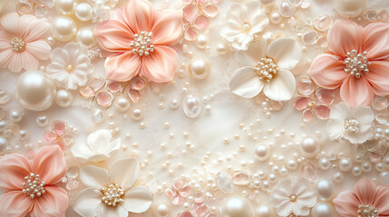 Cute Flowers and Pearls Background