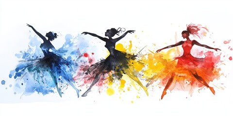 Naklejka premium watercolor flamenco dancers 