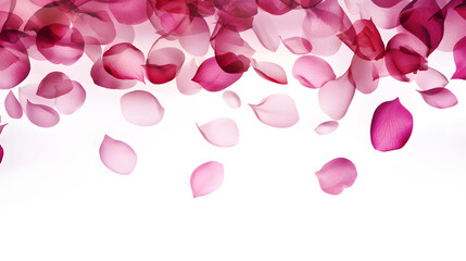 Falling flower petals in soft pink hues create serene and tranquil atmosphere, evoking feelings of peace and beauty in nature