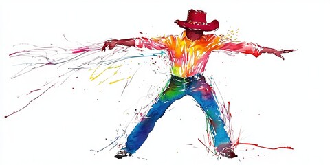 Fototapeta premium watercolor country line dancer