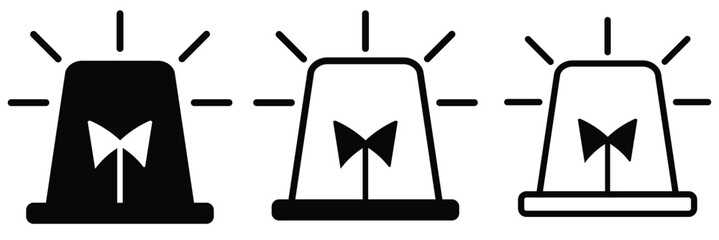 Alarm and siren icon. Emergency siren icon. Alert light bulb icons collection. Ambulance emergency siren icons set. Siren line icon, Siren Icon in trendy flat style. Design eps 10