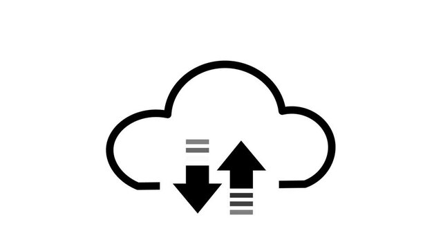Upload cloud arrow and download symbol on white background , computer server and web storage concept  
