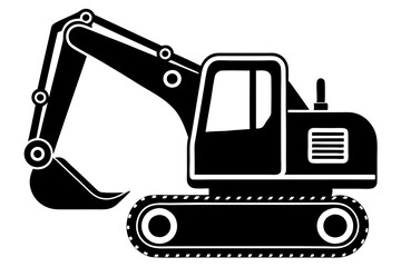 excavator silhouette vector illustration isolated on a white background