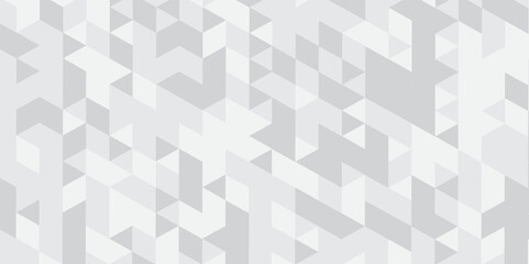 Abstract geometric white and gray background seamless mosaic and low polygon triangle texture wallpaper. Triangle shape retro wall grid pattern geometric ornament tile vector square element.