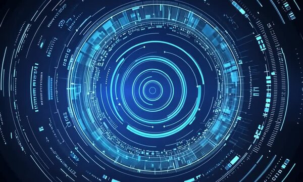 Abstract Futuristic Technology Interface: Blue Circular Design