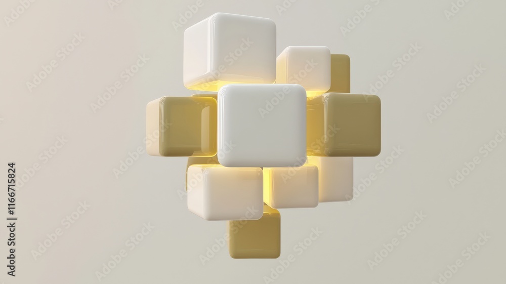 Aufkleber goal of life success connection concept. abstract 3d arrangement of light-colored blocks, creating a