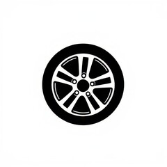 Obraz premium black and white wheel icon in white backround