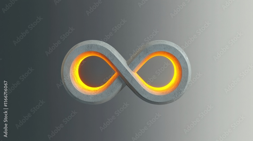 Poster goal of life success connection concept. abstract infinity symbol with glowing edges on a gradient b
