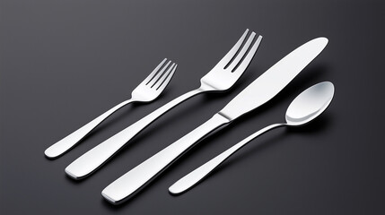 A set of silverware including a fork, knife, and spoon