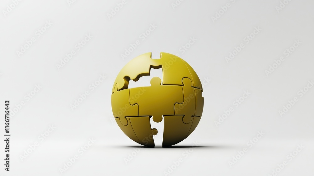 Aufkleber goal of life success connection concept. yellow puzzle globe symbolizing connection and problem-solv