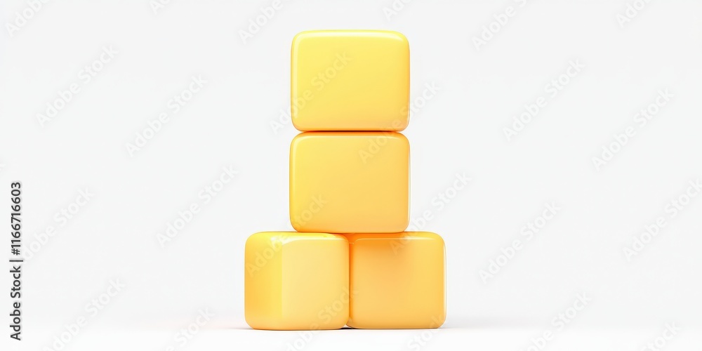 Aufkleber goal of life success connection concept. four yellow blocks stacked neatly, creating a simple and pl